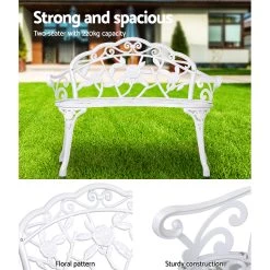Gardeon Victorian Garden Bench – White -Furniture Shop GB CALU XG1002 WH 04