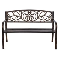 Gardeon Cast Iron Garden Bench – Bronze -Furniture Shop GB STEEL XG201 BZ 02