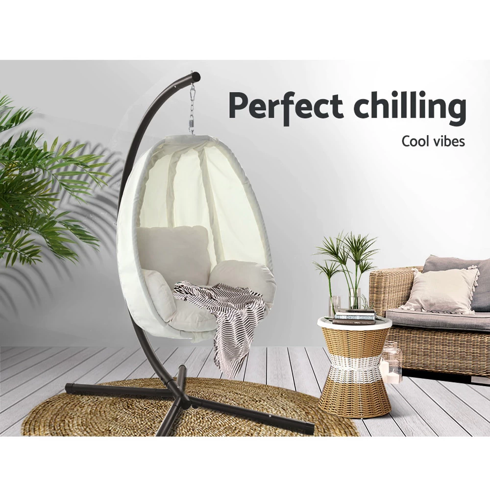 Gardeon Outdoor Furniture Egg Hammock Porch Hanging Pod Swing Chair With Stand 6 Gardeon Outdoor Furniture Egg Hammock Porch Hanging Pod Swing Chair With Stand - Image 4