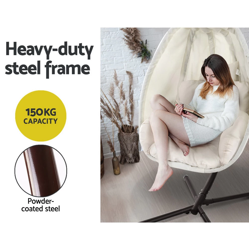 Gardeon Outdoor Furniture Egg Hammock Porch Hanging Pod Swing Chair With Stand 8 Gardeon Outdoor Furniture Egg Hammock Porch Hanging Pod Swing Chair With Stand - Image 6