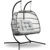 Gardeon Outdoor Furniture Hanging Swing Chair Egg Hammock Pod Wicker 2 Person Grey 2 Gardeon Outdoor Furniture Hanging Swing Chair Egg Hammock Pod Wicker 2 Person Grey -Furniture Shop HM EGG ROPE D GREY 00