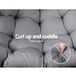 Gardeon Outdoor Furniture Hanging Swing Chair Egg Hammock Pod Wicker 2 Person Grey -Furniture Shop HM EGG ROPE D GREY 06