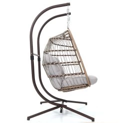 Gardeon Outdoor Furniture Hanging Swing Chair Stand Egg Hammock Rattan Wicker Latte 11 Gardeon Outdoor Furniture Hanging Swing Chair Stand Egg Hammock Rattan Wicker Latte -Furniture Shop HM EGG ROPE D LACR 02