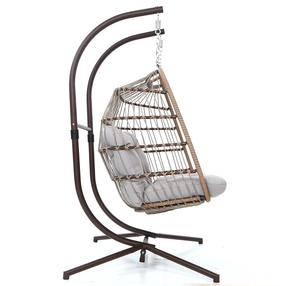 Gardeon Outdoor Furniture Hanging Swing Chair Stand Egg Hammock Rattan Wicker Latte 5 Gardeon Outdoor Furniture Hanging Swing Chair Stand Egg Hammock Rattan Wicker Latte - Image 3