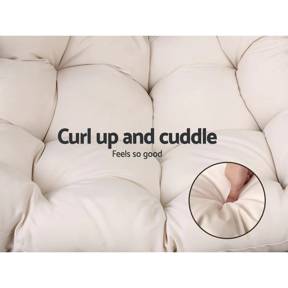 Gardeon Outdoor Furniture Hanging Swing Chair Stand Egg Hammock Rattan Wicker Latte 9 Gardeon Outdoor Furniture Hanging Swing Chair Stand Egg Hammock Rattan Wicker Latte - Image 7