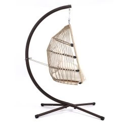 Gardeon Outdoor Furniture Egg Hanging Swing Chair Stand Wicker Rattan Hammock -Furniture Shop HM EGG ROPE S LACR 02