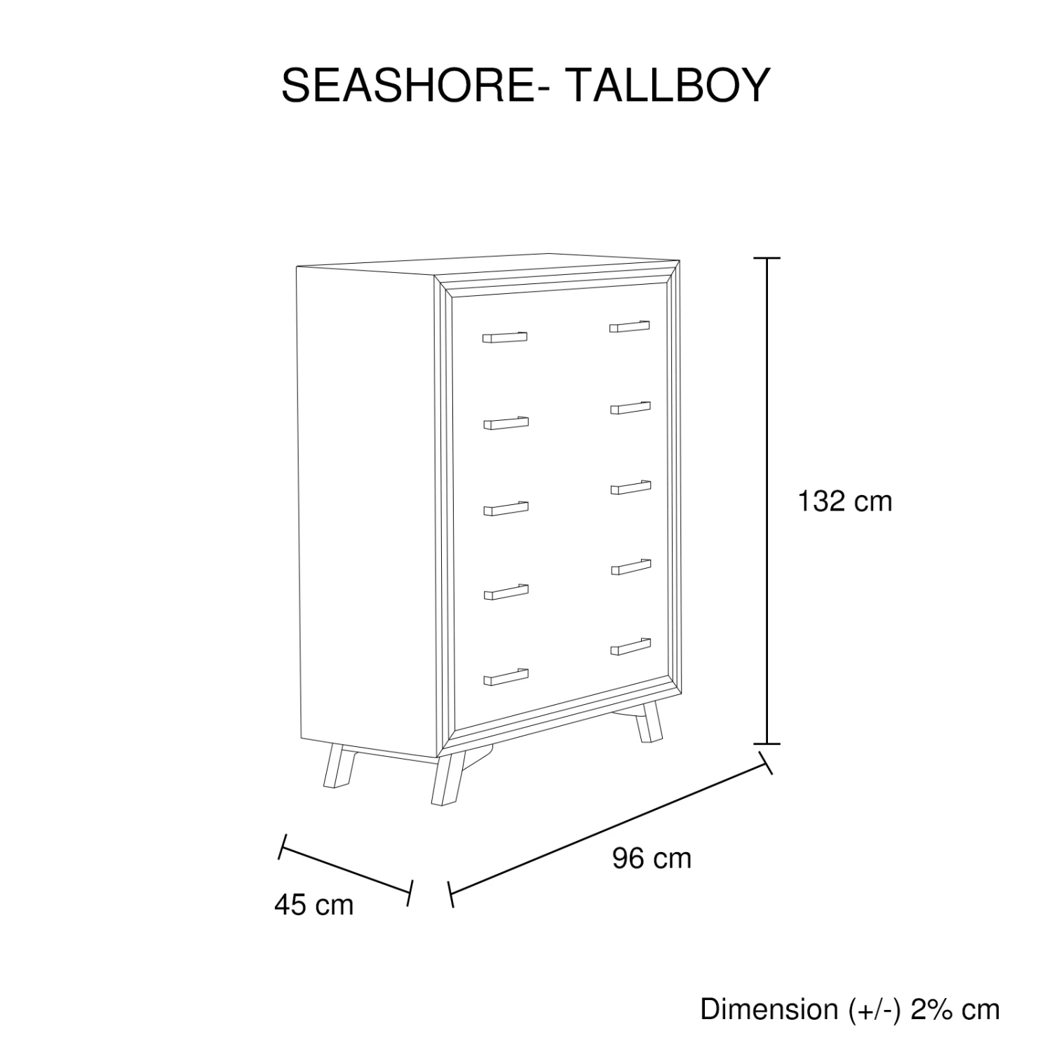 Seashore 5 Drawer Tallboy 8 Seashore 5 Drawer Tallboy - Image 6