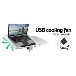 Adjustable Computer Stand With Cooler Fan – White -Furniture Shop LA DESK GEN L2 WH 03