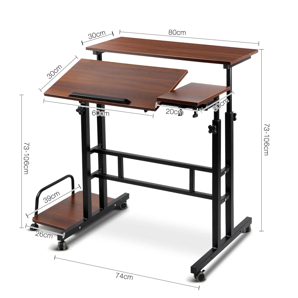 Mobile Twin Laptop Desk – Dark Wood 4 Mobile Twin Laptop Desk – Dark Wood - Image 2
