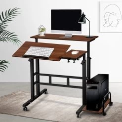 Mobile Twin Laptop Desk – Dark Wood 15 Mobile Twin Laptop Desk – Dark Wood -Furniture Shop LA DESK SD DW 99