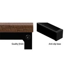 Artiss Coffee Table Wooden Rustic Vintage Storage Shelf Metal Frame Black -Furniture Shop LC FURNI COF01 WD 05