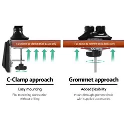 2 Arms Adjustable Monitor Screen Holder – Black -Furniture Shop MA D GAS BK 05 1