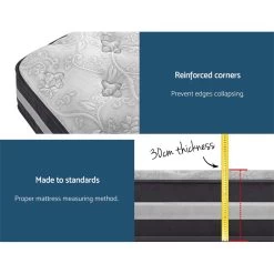 Giselle Bedding Queen Mattress Bed Size 7 Zone Pocket Spring Medium Firm Foam 30cm 14 Giselle Bedding Queen Mattress Bed Size 7 Zone Pocket Spring Medium Firm Foam 30cm -Furniture Shop MATTRESS 0606 Q 05