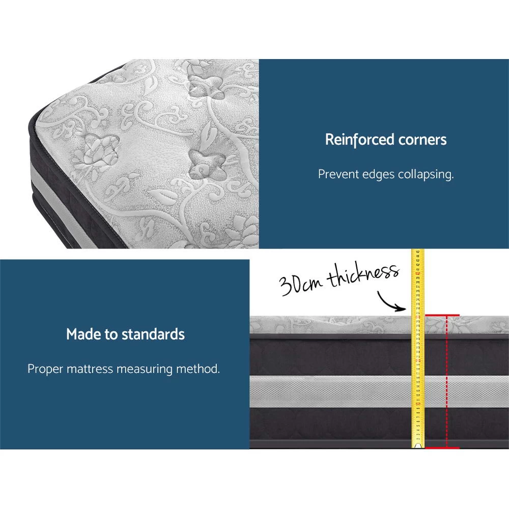 Giselle Bedding Queen Mattress Bed Size 7 Zone Pocket Spring Medium Firm Foam 30cm 8 Giselle Bedding Queen Mattress Bed Size 7 Zone Pocket Spring Medium Firm Foam 30cm - Image 6