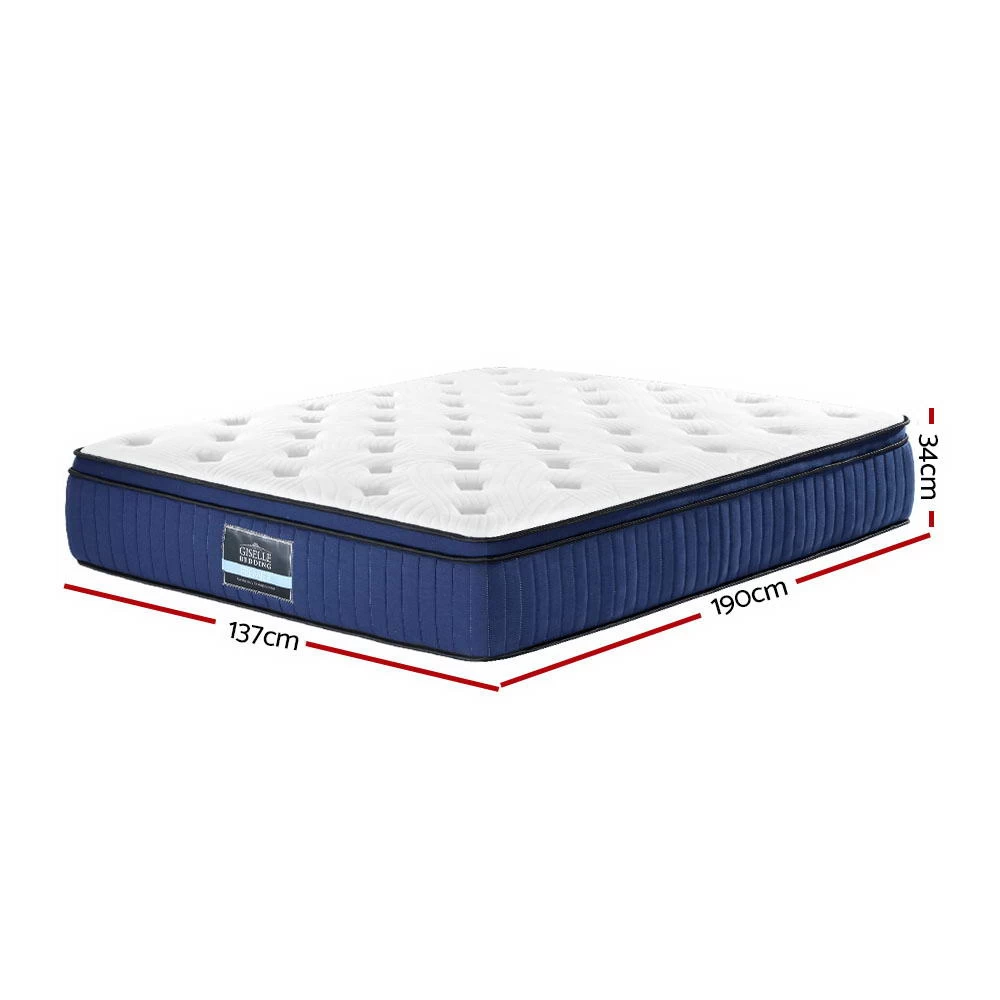 Giselle Bedding Double Size Mattress 7 Zone Euro Top Pocket Spring Cool Gel Memory Foam 34cm 3 Giselle Bedding Double Size Mattress 7 Zone Euro Top Pocket Spring Cool Gel Memory Foam 34cm