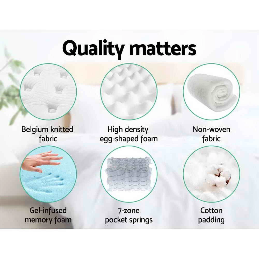 Giselle Bedding Queen Size Mattress 7 Zone Euro Top Pocket Spring Cool Gel Memory Foam 34cm 8 Giselle Bedding Queen Size Mattress 7 Zone Euro Top Pocket Spring Cool Gel Memory Foam 34cm - Image 6