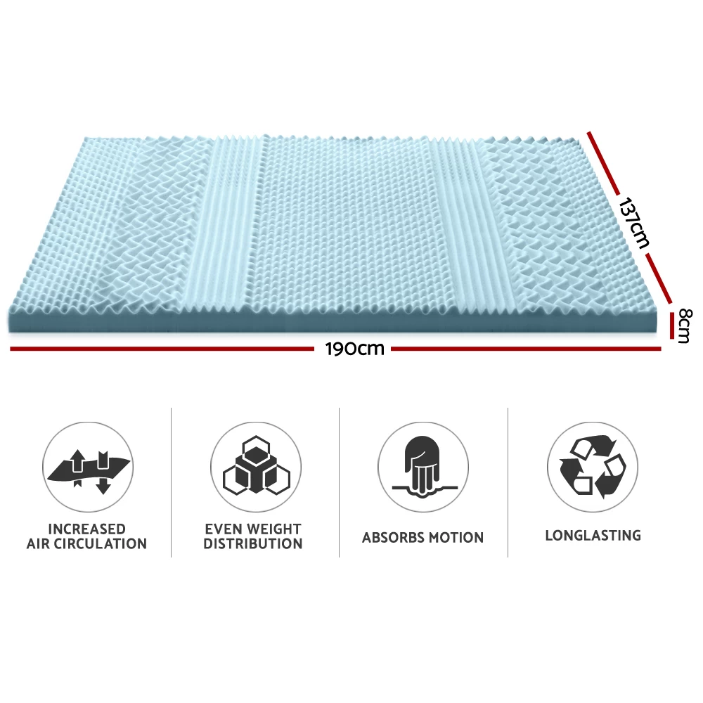 Giselle Bedding Cool Gel Memory Foam Mattress Topper Bamboo Cover 8CM 7-Zone Double 4 Giselle Bedding Cool Gel Memory Foam Mattress Topper Bamboo Cover 8CM 7-Zone Double - Image 2