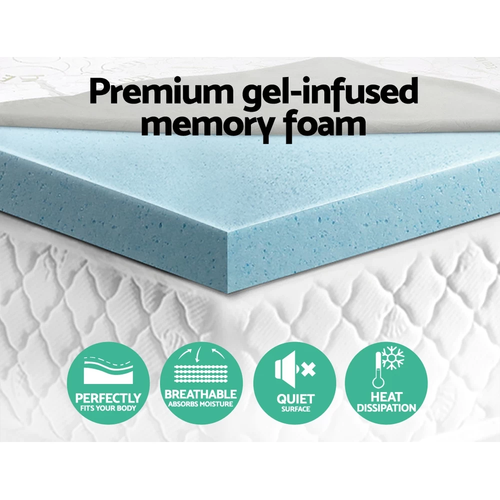 Giselle Bedding Cool Gel Memory Foam Mattress Topper Bamboo Cover 5CM Double 6 Giselle Bedding Cool Gel Memory Foam Mattress Topper Bamboo Cover 5CM Double - Image 4