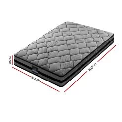 Giselle Bedding King Single Size Mattress Bed Medium Firm Foam Pocket Spring 22cm Grey -Furniture Shop MATTRESS TT22 KS 01