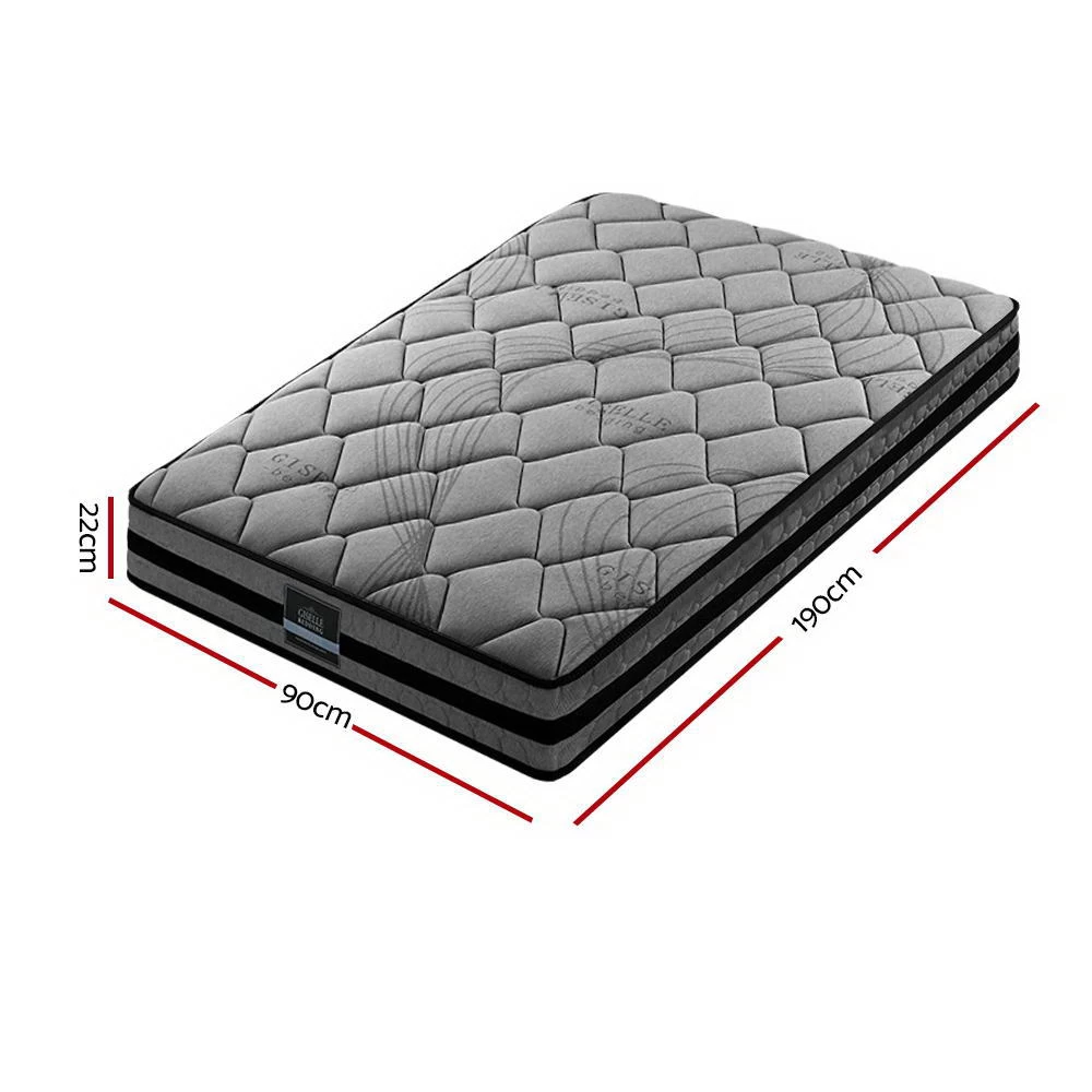 Giselle Bedding Single Size Mattress Bed Medium Firm Foam Pocket Spring 22cm Grey 4 Giselle Bedding Single Size Mattress Bed Medium Firm Foam Pocket Spring 22cm Grey - Image 2