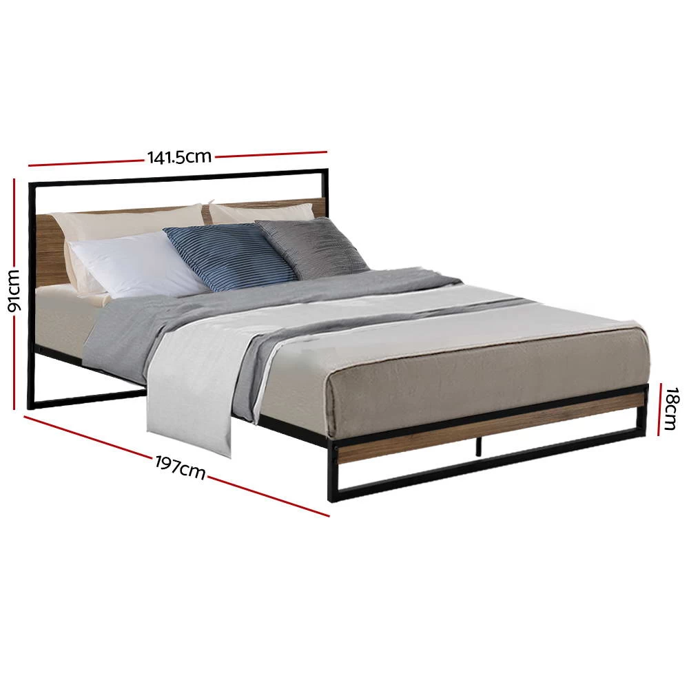 Metal Bed Frame Double Size Mattress Base Platform Foundation Black Dane 4 Metal Bed Frame Double Size Mattress Base Platform Foundation Black Dane - Image 2