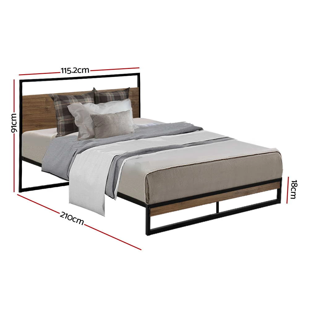 Metal Bed Frame King Single Size Mattress Base Platform Foundation Black Dane 4 Metal Bed Frame King Single Size Mattress Base Platform Foundation Black Dane - Image 2