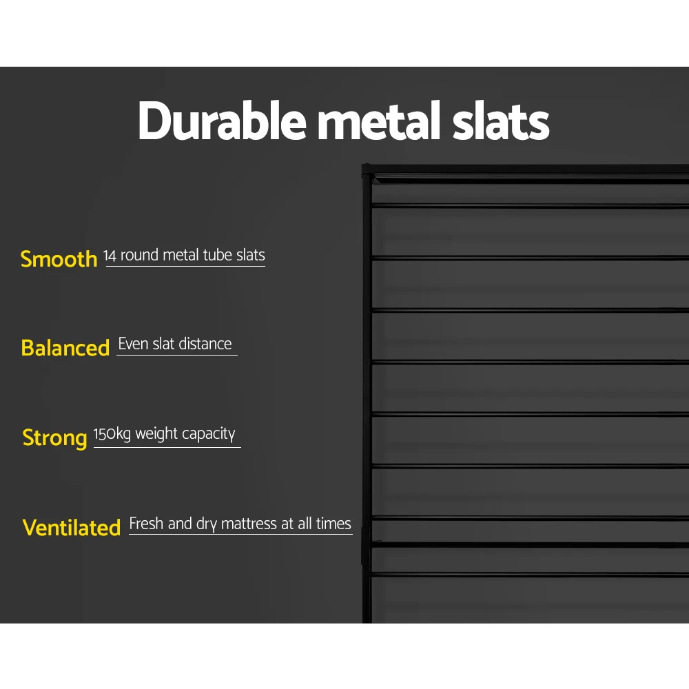 Metal Bed Frame King Single Size Mattress Base Platform Foundation Black Dane 8 Metal Bed Frame King Single Size Mattress Base Platform Foundation Black Dane - Image 6