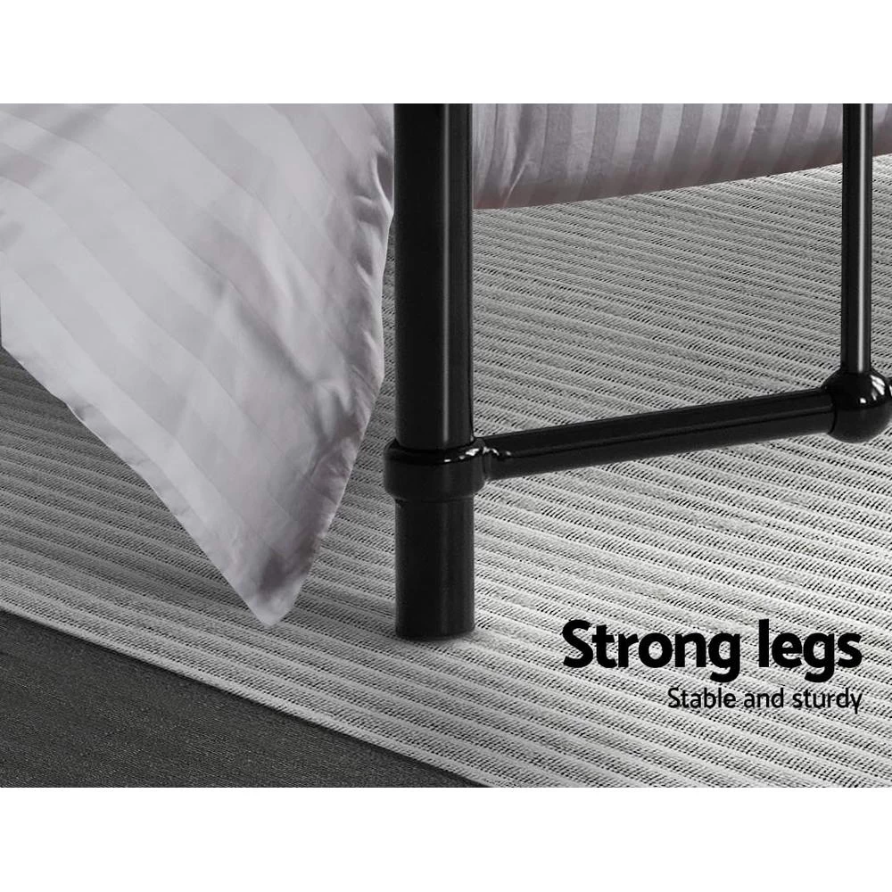 Metal Bed Frame Double Size Platform Foundation Mattress Base Leo Black 8 Metal Bed Frame Double Size Platform Foundation Mattress Base Leo Black - Image 6