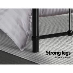 Metal Bed Frame Queen Size Platform Foundation Mattress Base Leo Black -Furniture Shop MBED C LEO Q BK 05