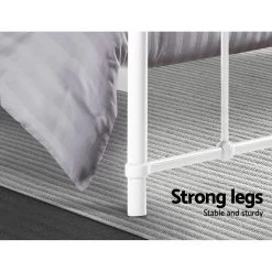 Metal Bed Frame Queen Size Platform Foundation Mattress Base Leo White -Furniture Shop MBED C LEO Q WH 05