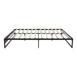 Metal Bed Frame Double Size Mattress Base Platform Foundation Wooden Black OSLO -Furniture Shop MBED C OSLO D BK 02