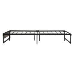 Metal Bed Frame Single Size Mattress Base Platform Foundation Wooden Black OSLO -Furniture Shop MBED C OSLO S BK 02