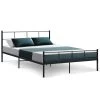 Metal Bed Frame Queen Size Platform Foundation Mattress Base SOL Black -Furniture Shop MBED C SOL Q BK 00