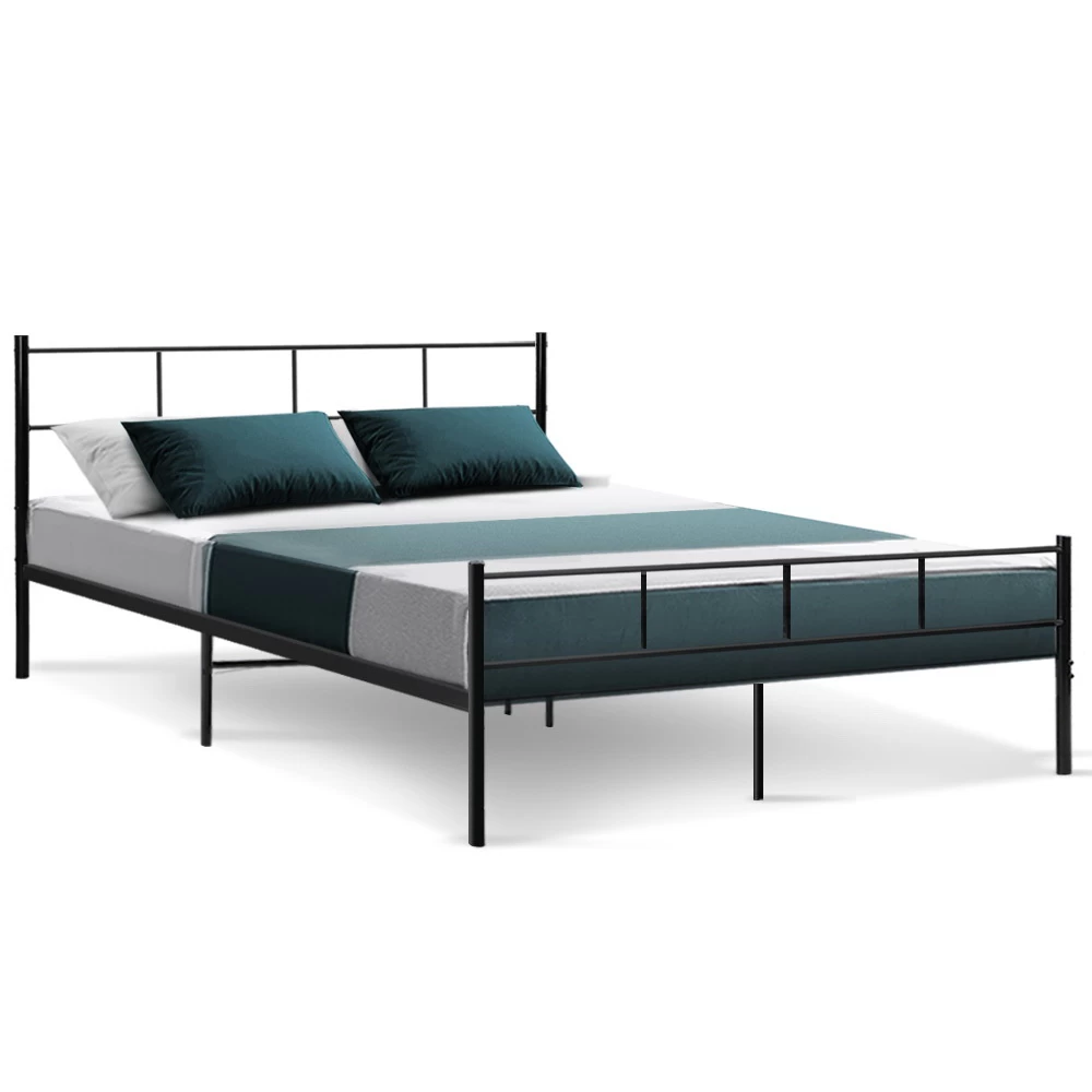 Metal Bed Frame Queen Size Platform Foundation Mattress Base SOL Black 3 Metal Bed Frame Queen Size Platform Foundation Mattress Base SOL Black