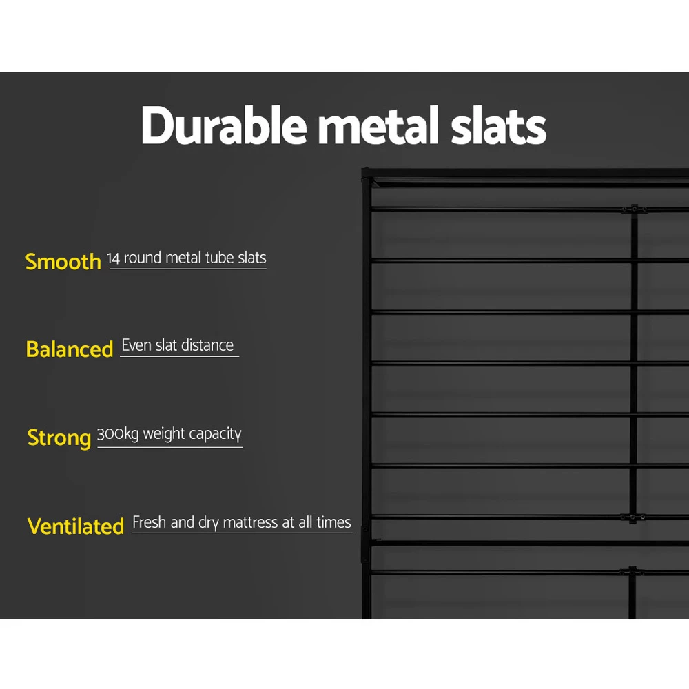 Metal Bed Frame Queen Size Platform Foundation Mattress Base SOL Black 7 Metal Bed Frame Queen Size Platform Foundation Mattress Base SOL Black - Image 5