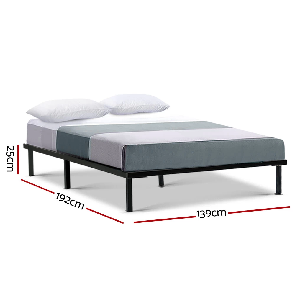 Metal Bed Frame Double Size Mattress Base Platform Foundation Wooden Black TED 4 Metal Bed Frame Double Size Mattress Base Platform Foundation Wooden Black TED - Image 2