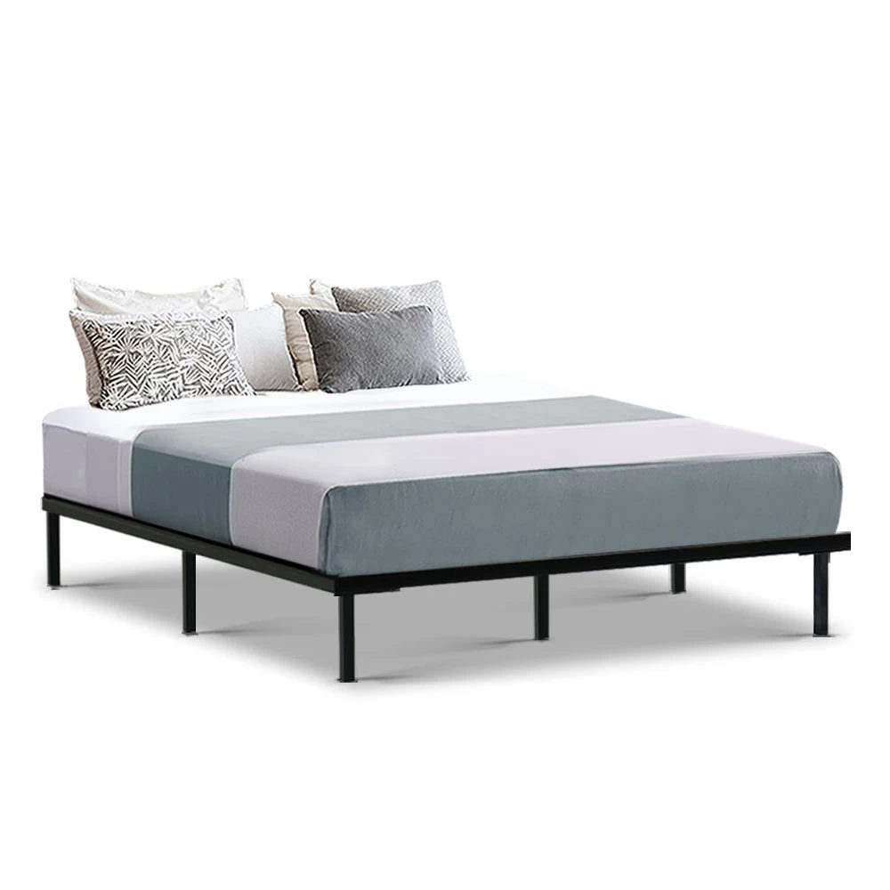 Metal Bed Frame Queen Size Mattress Base Platform Foundation Wooden Black TED 3 Metal Bed Frame Queen Size Mattress Base Platform Foundation Wooden Black TED