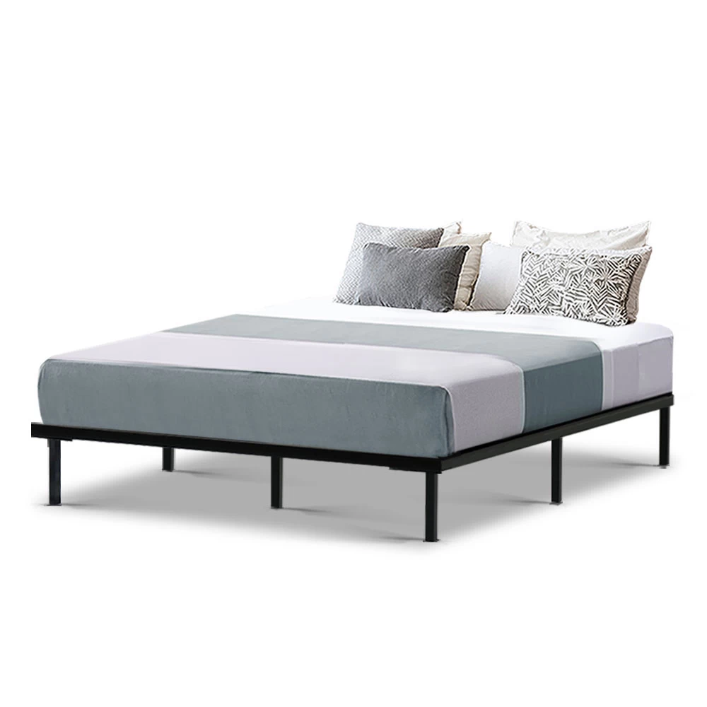 Metal Bed Frame Queen Size Mattress Base Platform Foundation Wooden Black TED 5 Metal Bed Frame Queen Size Mattress Base Platform Foundation Wooden Black TED - Image 3