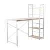 Artiss Metal Desk With Shelves – White With Oak Top -Furniture Shop MET DESK 1111 OA 00 1