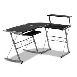 Artiss Corner Metal Pull Out Table Desk – Black