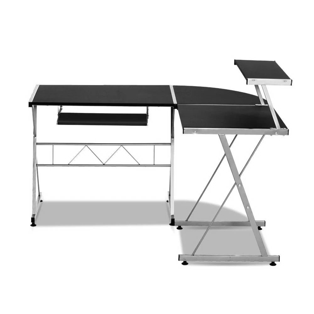 Artiss Corner Metal Pull Out Table Desk – Black 5 Artiss Corner Metal Pull Out Table Desk – Black - Image 3