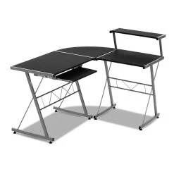 Artiss Corner Metal Pull Out Table Desk – Black 12 Artiss Corner Metal Pull Out Table Desk – Black -Furniture Shop MET DESK 117 BK 03