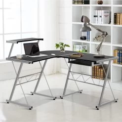 Artiss Corner Metal Pull Out Table Desk – Black 15 Artiss Corner Metal Pull Out Table Desk – Black -Furniture Shop MET DESK 117 BK 99
