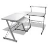 Artiss Corner Metal Pull Out Table Desk – White -Furniture Shop MET DESK 117 WH 00