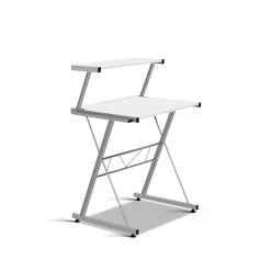 Artiss Corner Metal Pull Out Table Desk – White -Furniture Shop MET DESK 117 WH 04