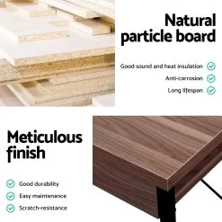 Artiss Metal Desk With Drawer – Walnut -Furniture Shop MET DESK 118 WN 03