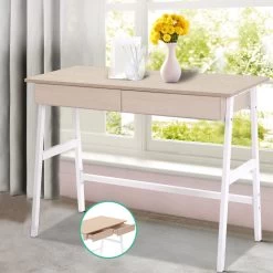 Artiss Metal Desk With Drawer – White With Oak Top 15 Artiss Metal Desk With Drawer – White With Oak Top -Furniture Shop MET DESK 308 OA 99