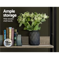 Artiss Book Shelf Display Shelves Corner Wall Wood Metal Stand Hollow Storage -Furniture Shop MET DESK 574B BK OA 05