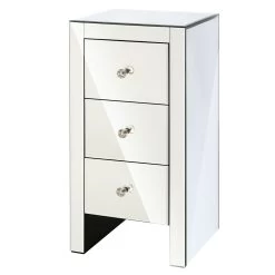 Artiss Mirrored Bedside Table Drawers Furniture Mirror Glass Quenn Silver