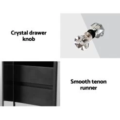 Artiss Mirrored Bedside Table Drawers Furniture Mirror Glass Quenn Silver -Furniture Shop MF BT 6464 SR 03